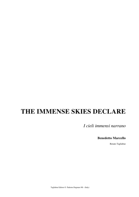 Psalm 19 The Immence Skies Declare B Marcello For Satb Choir 2 Tpt 2 Tbn And Organ Sheet Music