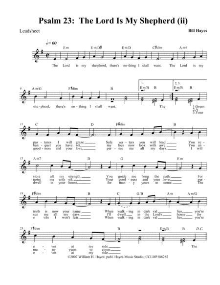 Psalm 23 The Lord Is My Shepherd Ii Sheet Music