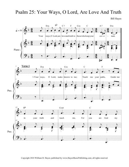 Free Sheet Music Psalm 25 Your Ways O Lord Are Love And Truth Piano Vocal