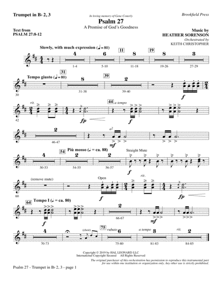 Psalm 27 Bb Trumpet 2 3 Sheet Music