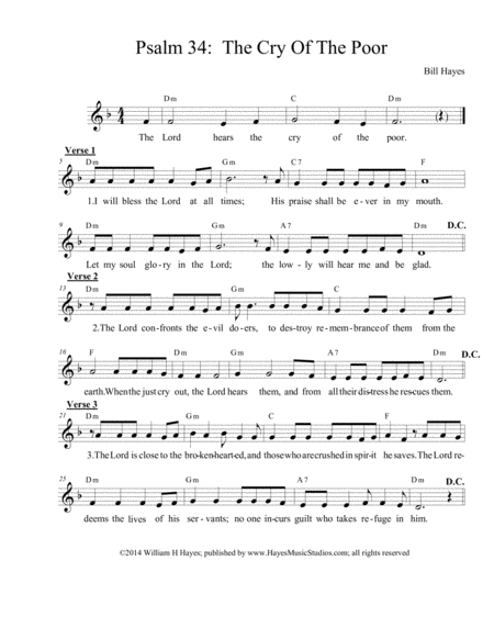 Free Sheet Music Psalm 34 The Cry Of The Poor