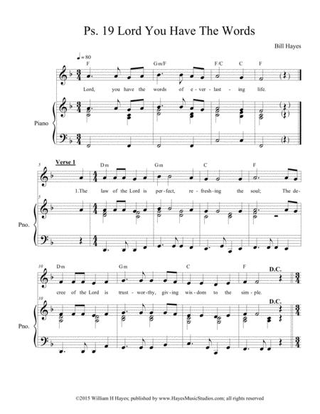 Free Sheet Music Psalm 9 Lord You Have The Words Of Everlasting Life Piano Vocal