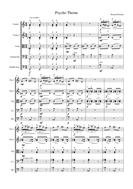 Psycho Theme Strings Sheet Music