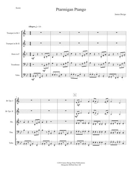 Free Sheet Music Ptarmigan Ptango