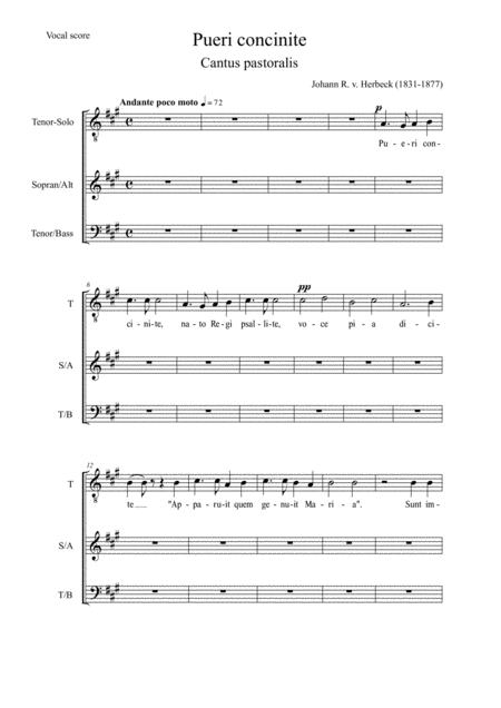 Pueri Concinite Vocal Score Sheet Music