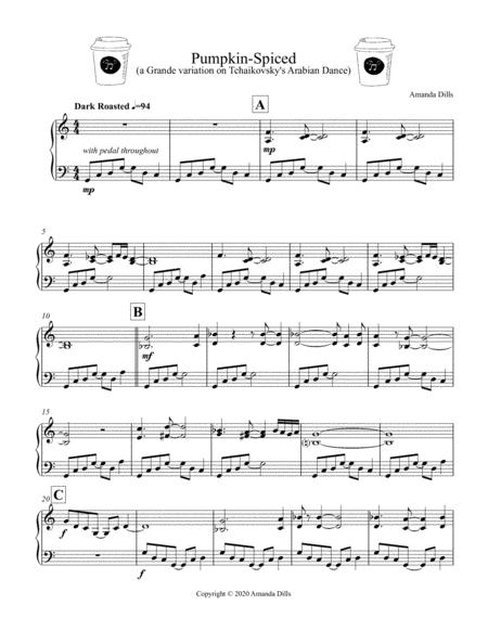 Free Sheet Music Pumpkin Spiced A Grande Variation On Tchaikovsky Arabian Dance Easy Intermediate Piano Solo