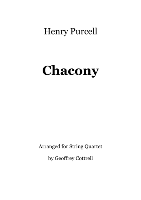 Free Sheet Music Purcells Chacony Arranged For String Quartet