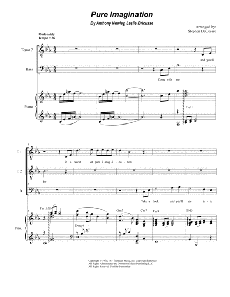 Pure Imagination For Ttb Sheet Music