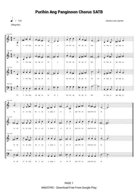 Purihin Ang Panginoon Praise Our Lord Satb Chorus Sheet Music