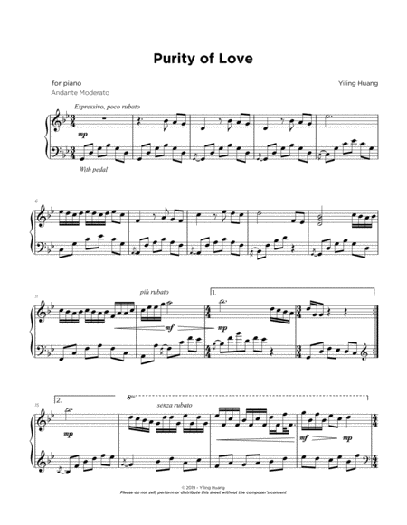 Purity Of Love By Yiling Huang Sheet Music