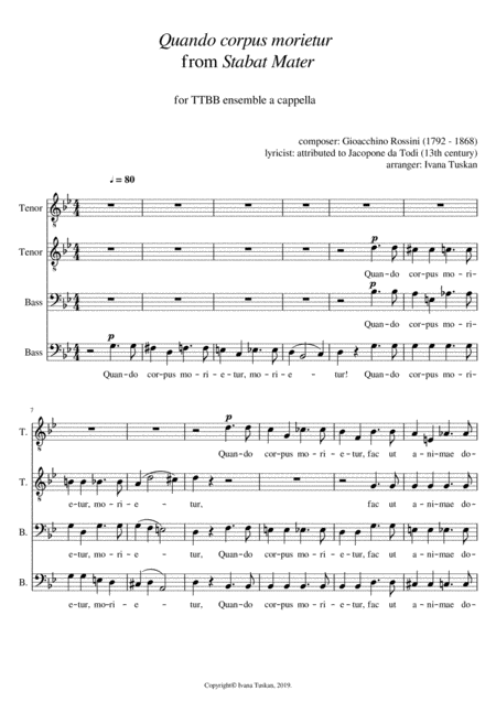 Quando Corpus Morietur Ttbb A Cappella Sheet Music