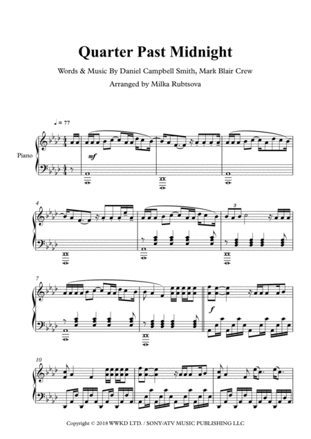 Quarter Past Midnight Sheet Music