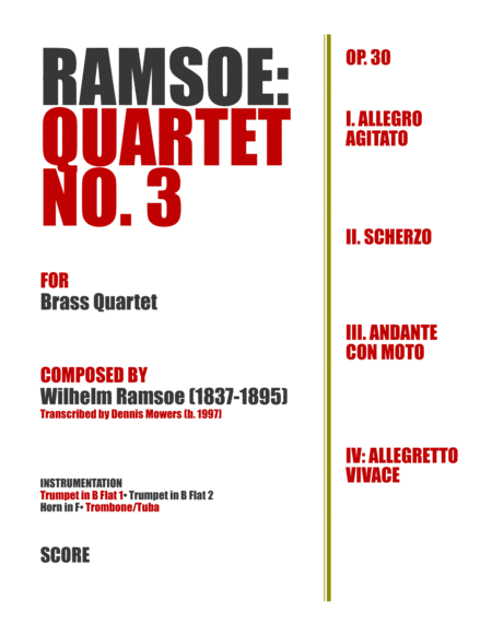 Free Sheet Music Quartet No 3 For Brass Wilhelm Ramsoe Op 30