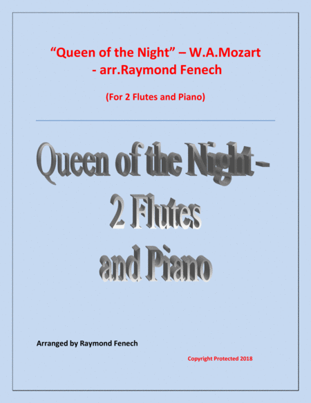 Free Sheet Music Queen Of The Night From The Magic Flute 2 Flutes And Piano