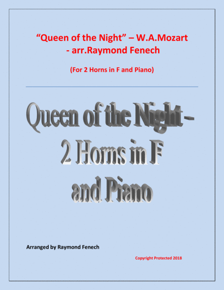 Queen Of The Night From The Magic Flute 2 Horns In F And Piano Sheet Music