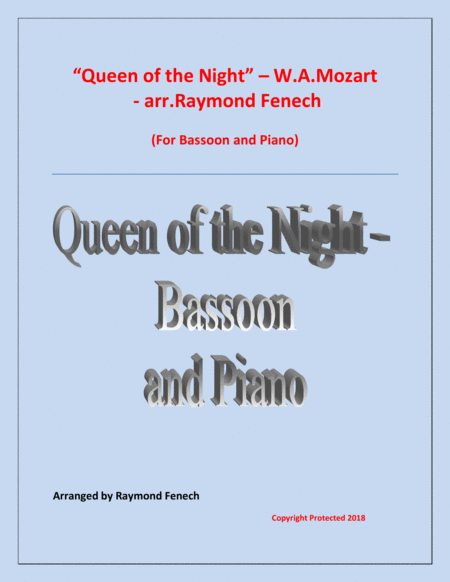 Queen Of The Night From The Magic Flute Bassoon And Piano Sheet Music