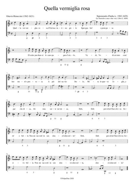 Free Sheet Music Quella Vermiglia Rosa