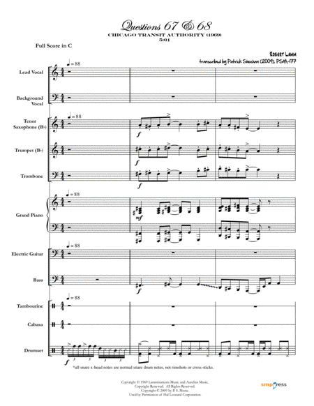 Free Sheet Music Questions 67 68 Chicago Complete Score