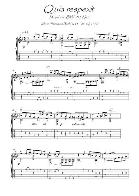 Quia Respexit Bach Bwv 243 3 Guitar Solo Sheet Music