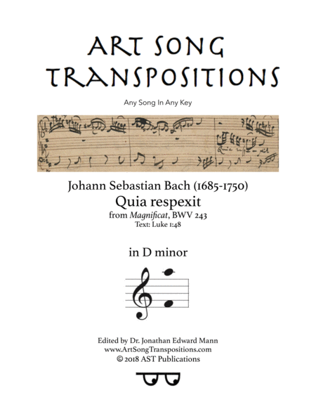 Quia Respexit Bwv 243 D Minor Sheet Music