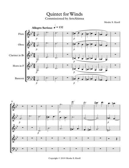 Quintet For Flute Oboe Clarinet Horn And Bassoon Sheet Music