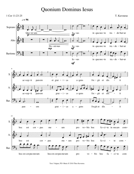 Free Sheet Music Quonium Dominus Iesus