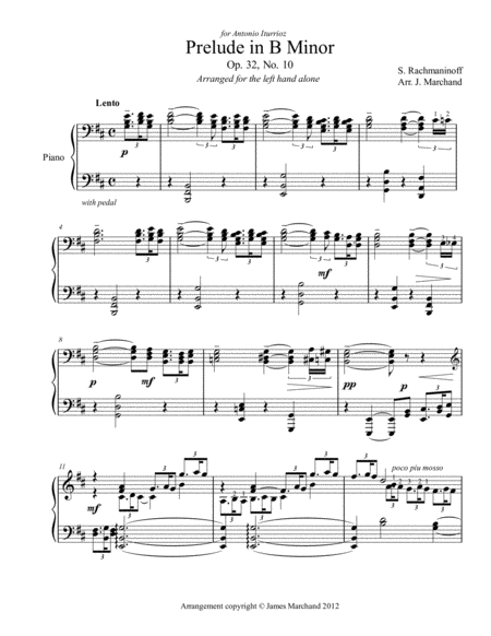 Rachmaninoff Prelude In B Minor Arr For The Left Hand Alone Sheet Music