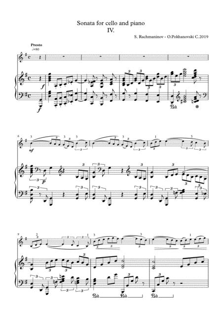 Rachmaninov Cello Sonata Arranged For Violin And Piano 4th Movement Sheet Music