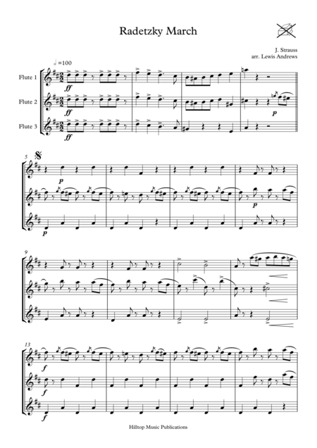 Radetsky March Arr Flute Trio Sheet Music