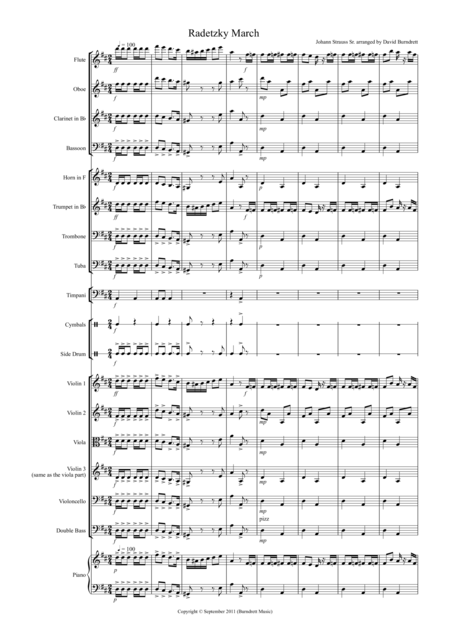 Free Sheet Music Radetzky March For School Orchestra
