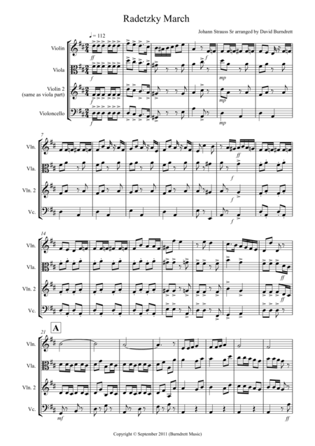 Radetzky March For String Trio Sheet Music