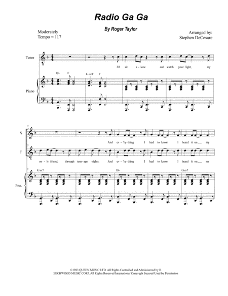 Radio Ga Ga Duet For Soprano And Tenor Solo Sheet Music