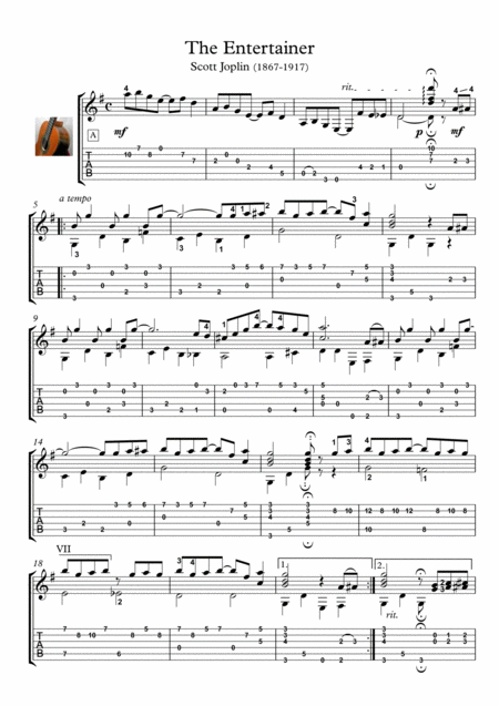 Ragtime Guitar By Scott Joplin Sheet Music