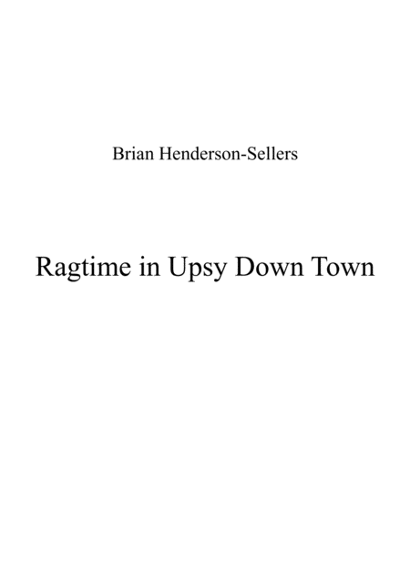 Ragtime In Upsy Down Town Sheet Music