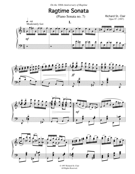 Ragtime Sonata For Solo Piano Piano Sonata No 7 Sheet Music