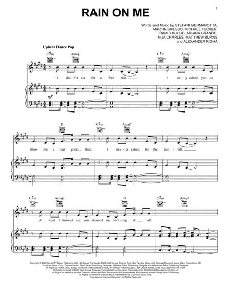 Free Sheet Music Rain On Me