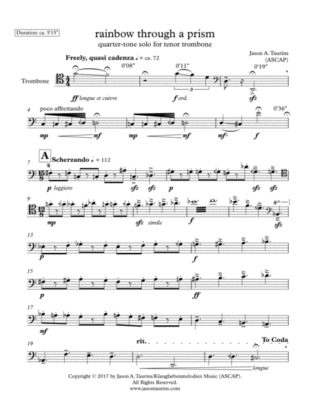 Rainbow Through A Prism Solo Tenor Trombone Sheet Music