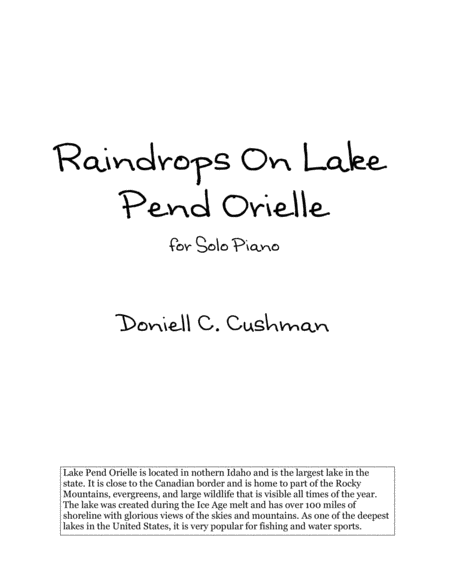 Raindrops On Lake Pend Orielle Sheet Music