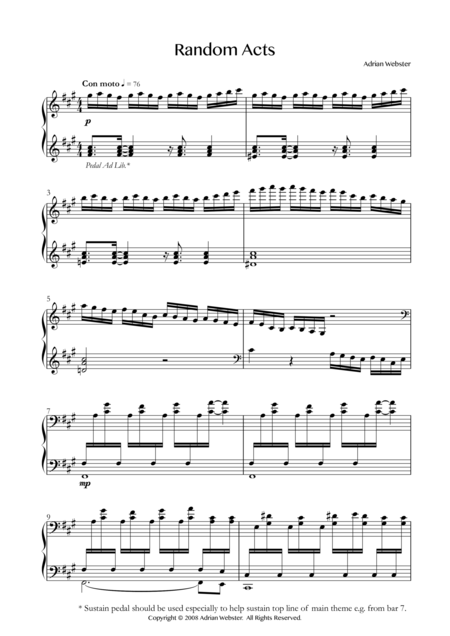 Random Acts Crusaderbeach Beautiful Dramatic Piano Solo Sheet Music