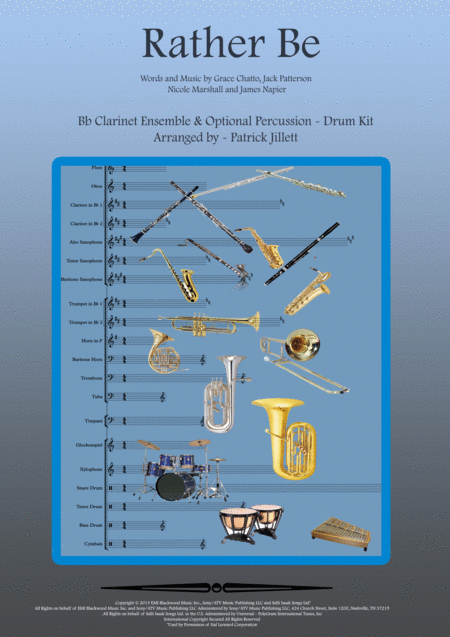 Free Sheet Music Rather Be Arranged For Bb Clarinet Quartet Ensemble