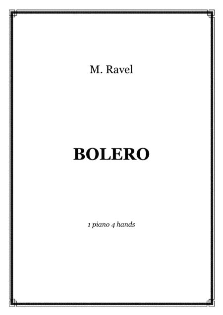 Ravel Bolero 1 Piano 4 Hands Score And Parts Sheet Music