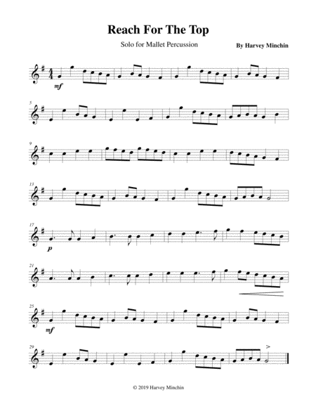 Reach For The Top For Solo Mallet Percussion Sheet Music