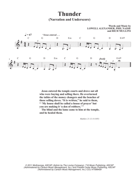 Reading Matthew 21 12 14 Sheet Music