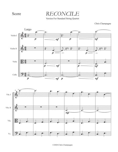 Free Sheet Music Reconcile String Quartet Version