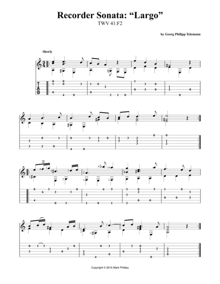 Recorder Sonata Largo Sheet Music