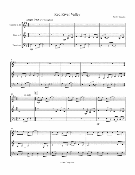 Red River Valley For Brass Trio Sheet Music