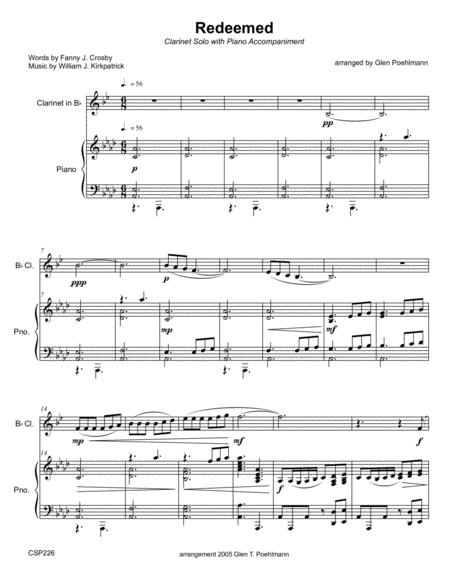 Free Sheet Music Redeemed Clarinet Solo With Piano Accompaniment