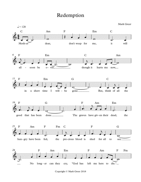 Redemption Sheet Music