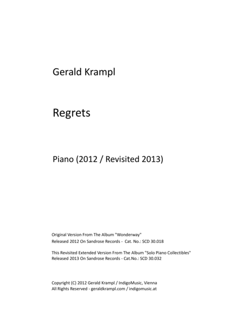 Regrets Sheet Music