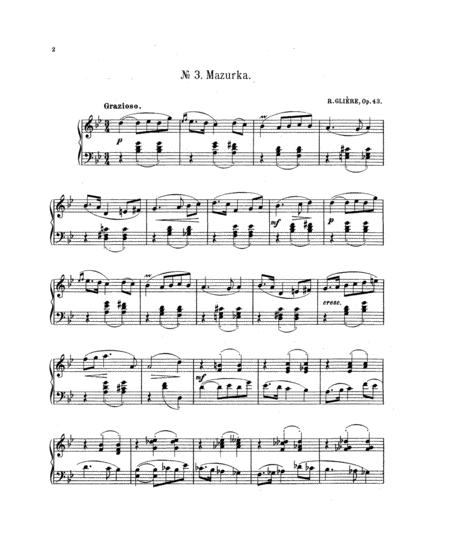 Free Sheet Music Reinhold Gliere Mazurka Op 43 No 3 Complete Version